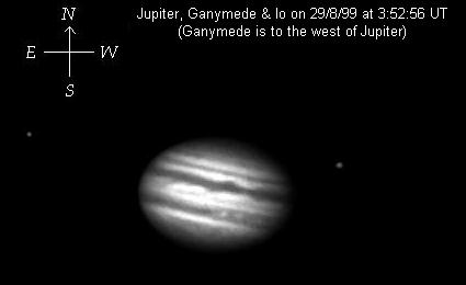 Jupiter and moons CCD image